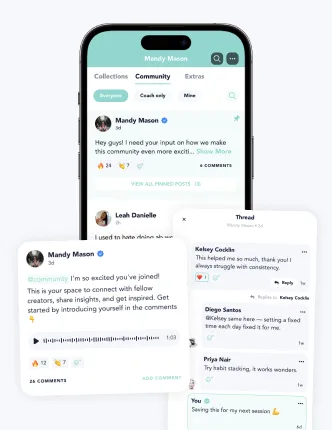 Playbook community feed with member posts and threaded conversations