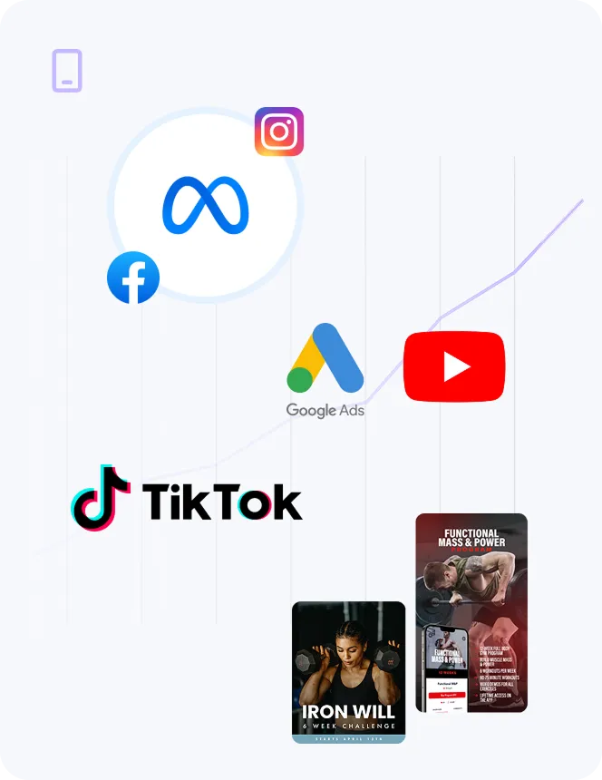 Program ad creatives promoted through Meta, Google Ads, YouTube, and TikTok