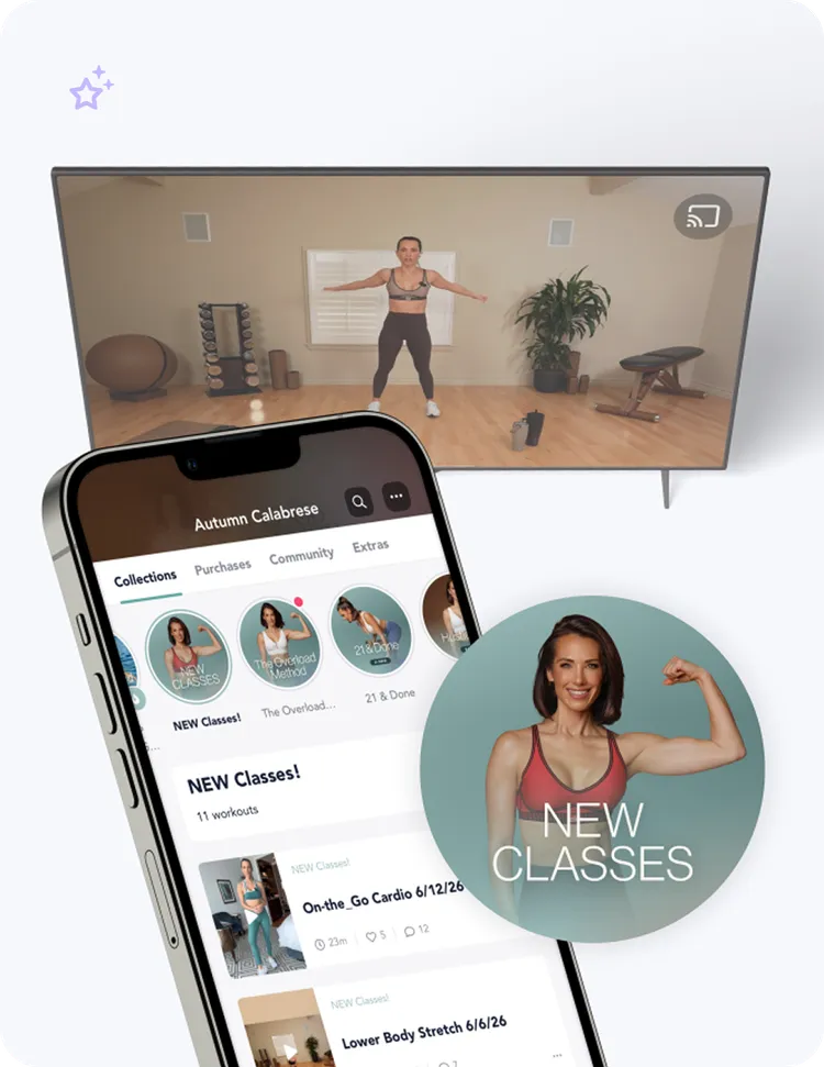 Playbook program library and a workout casting from the app to a TV