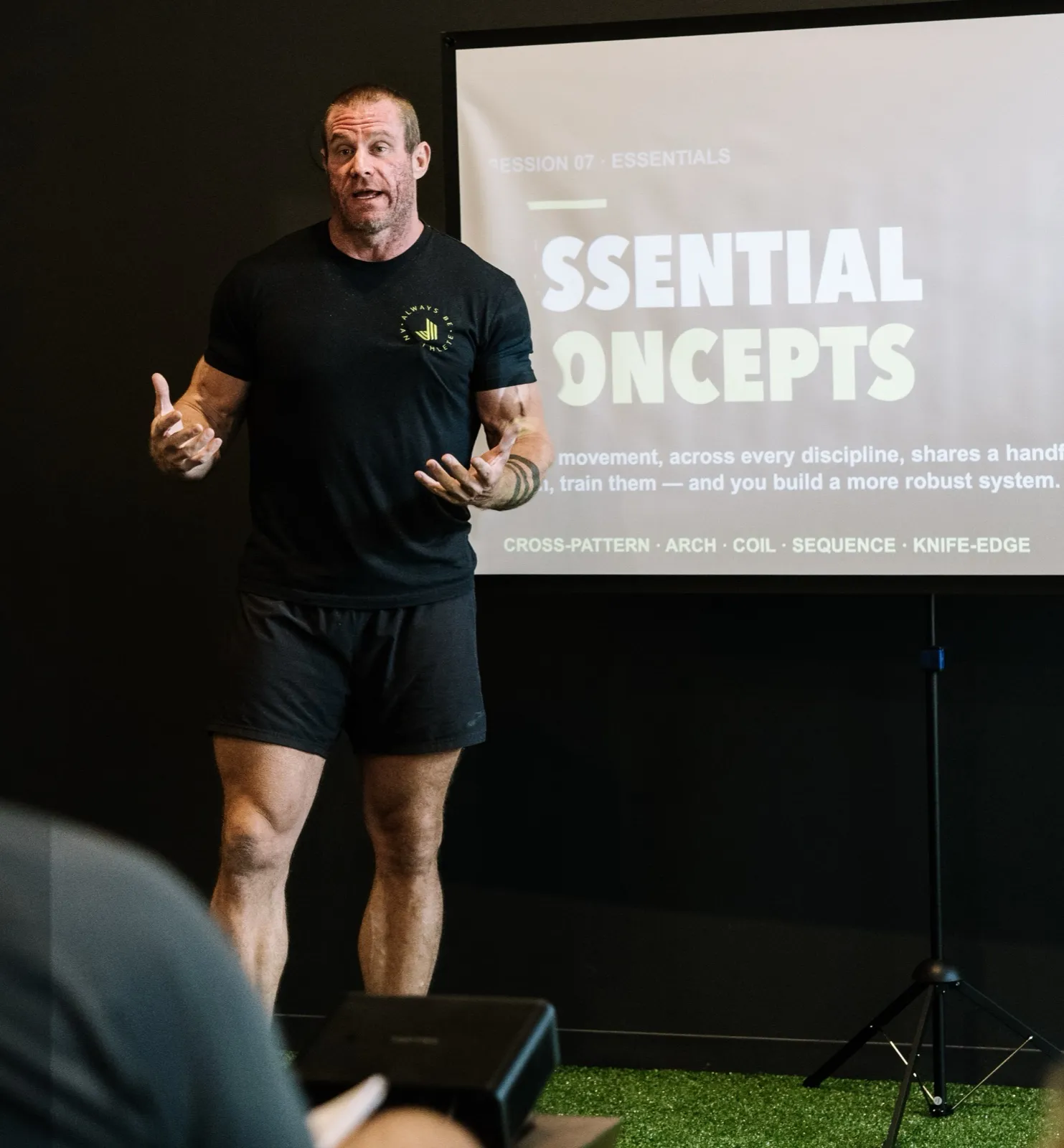 Judd Lienhard teaching a coaching seminar session titled Essential Concepts